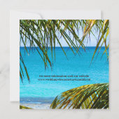 Tropisch strand met Palm Fronds Wedding Website Kaart (Achterkant)