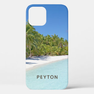 Tropisch strand met palmbomen iPhone 12 pro hoesje