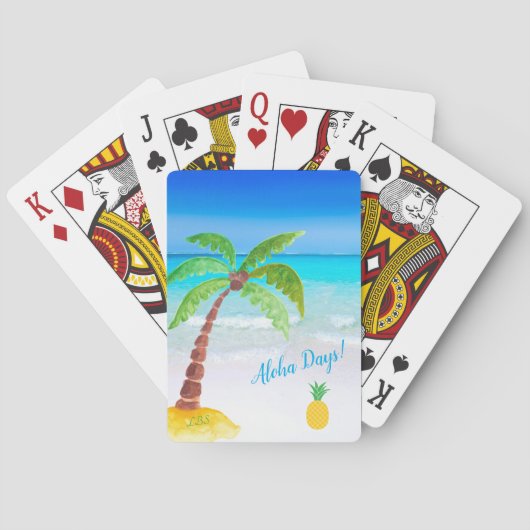 Tropisch strand met palmboom Aloha-speelkaarten Pokerkaarten (Achterkant)