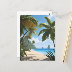 Tropisch strand met palmen briefkaart