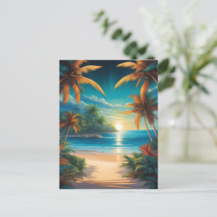 Tropisch strand met palmen briefkaart