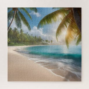Tropisch strand met palmen legpuzzel
