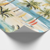 Tropisch strand met surfplanken inpakpapier (Hoek)