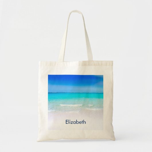 Tropisch strand met Turquoise Zee Custom Tote Bag (Voorkant)