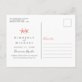 Tropisch strand met zand hart Opslaan Datum Aankondigingskaart (Achterkant)