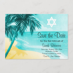 Tropisch strand Mitzvah sparen de Datum Save The Date