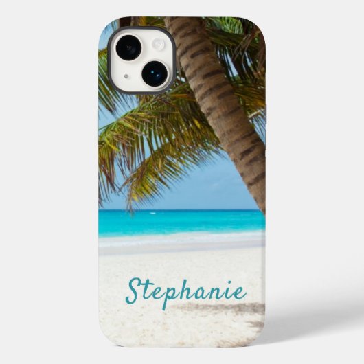 Tropisch strand Monogram Palmboom Turquoise Cool Case-Mate iPhone Case (Achterkant)
