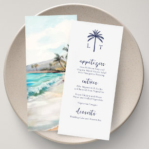 Tropisch Strand Monogram Trouwdag Sereniteit aan Z Menu