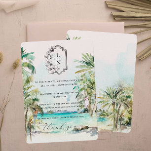 Tropisch Strand   Monogram Trouwtafel Dankjewelkaa Menu
