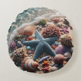 Tropisch strand oceaan blauwe zeester schelpen rond kussen