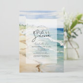 Tropisch strand oceaan bruidsdouche kaart (Staand voorkant)