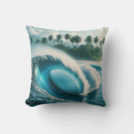 Tropisch Strand Oceaan Golf Crescendo Palmboom Kussen