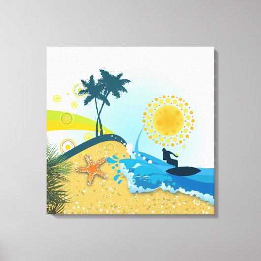 Tropisch strand, oceaan verpakt canvas print (Voorkant)