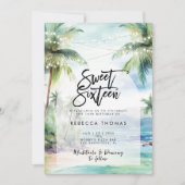 Tropisch strand Ocean Sweet 16 Party Uitnodiging (Voorkant)