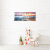 Tropisch strand Ocean Waves Sunset Elegant Wedding Spandoek (Insitu)