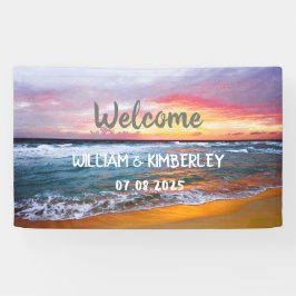 Tropisch strand Ocean Waves Sunset Elegant Wedding Spandoek