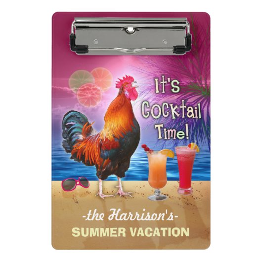 Tropisch strand of kruising | Funny Rooster Mini Klembord (Voorkant)