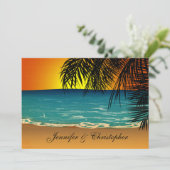 Tropisch strand op Sunset Weddenschap Kaart (Staand voorkant)