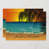 Tropisch strand op Sunset Weddenschap Kaart (Voorkant / Achterkant)