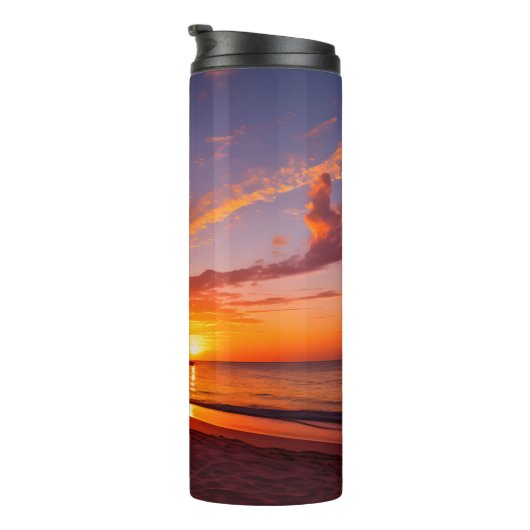 Tropisch strand op zonsondergang thermosbeker (Geroteerd rechts)