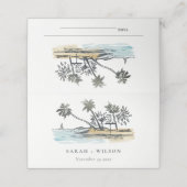 Tropisch strand palm Boom Waterverf bruiloft (Buitenkant ongevouwen)