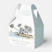 Tropisch strand palm Boom Waterverf bruiloft Bedankdoosjes (Achterkant)