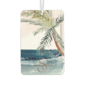 Tropisch strand palm-monogram luchtverfrisser (Achterkant)