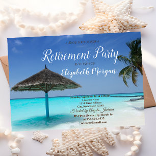 Tropisch strand,palm,ontspannend Pensioenfeestje Kaart