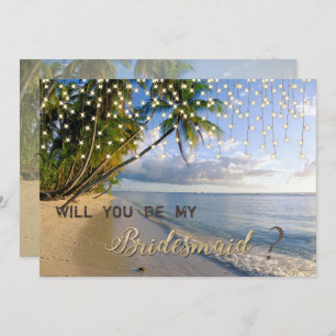 Tropisch strand, palm, String Lichten Bridesmaid K Kaart