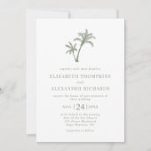 Tropisch strand palm Tree Sage Green Wedding Kaart (Voorkant)