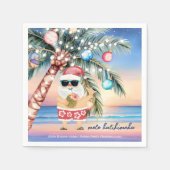 Tropisch strand Palm Tree Santa Christmas Servet (Voorkant)