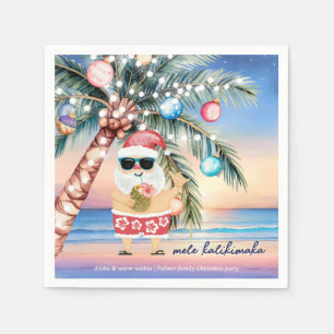Tropisch strand Palm Tree Santa Christmas Servet
