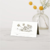 Tropisch strand palm Tree Sketch Bleek Gold Weddin (Achterkant)