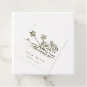 Tropisch strand palm Tree Sketch Bleek Gold Weddin Bedankjes Labels (In situ)