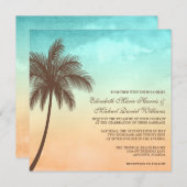 Tropisch strand palm Tree Weddenschap Square Kaart (Voorkant / Achterkant)