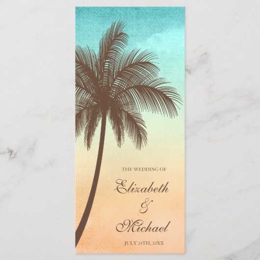 Tropisch strand Palm Tree Wedding Programma (Voorkant)