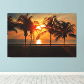Tropisch strand palm Trees Golden Sunset Canvas Afdruk (Insitu (Houten vloer))