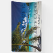 Tropisch strand, palm, zand-bruiloft banner (Verticaal)