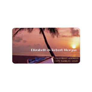 Tropisch strand palm zonsondergang boot huwelijksl etiket
