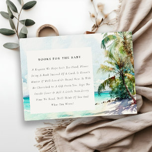 Tropisch strand palmbomen boeken voor babyshower informatiekaartje