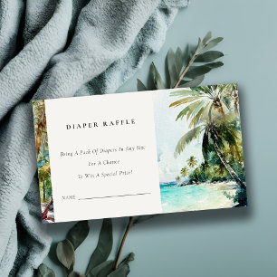 Tropisch strand palmbomen luier raffle baby shower informatiekaartje