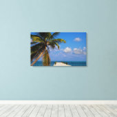 Tropisch strand palmboom canvas afdruk (Insitu (Houten vloer))