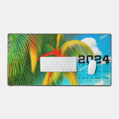 Tropisch strand palmboom scène bureaumat (Keyboard & Muis)