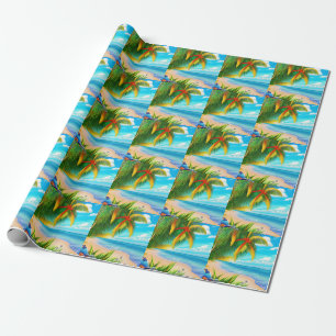 Tropisch strand palmboom scène cadeaupapier