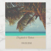Tropisch strand,palmboom wijn etiket (Enkel label)