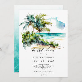 tropisch strand palms bridal - doucheuitnodiging kaart