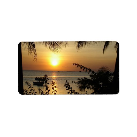 Tropisch strand paradijs etiket (Voorkant)