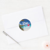 Tropisch strand paradijs ronde sticker (Envelop)