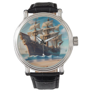Tropisch strand piratenschip horloge