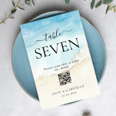 Tropisch strand QR-code Bruiloft Menu Tafelnummer